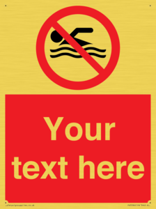 Custom No swimming prohibition Sign